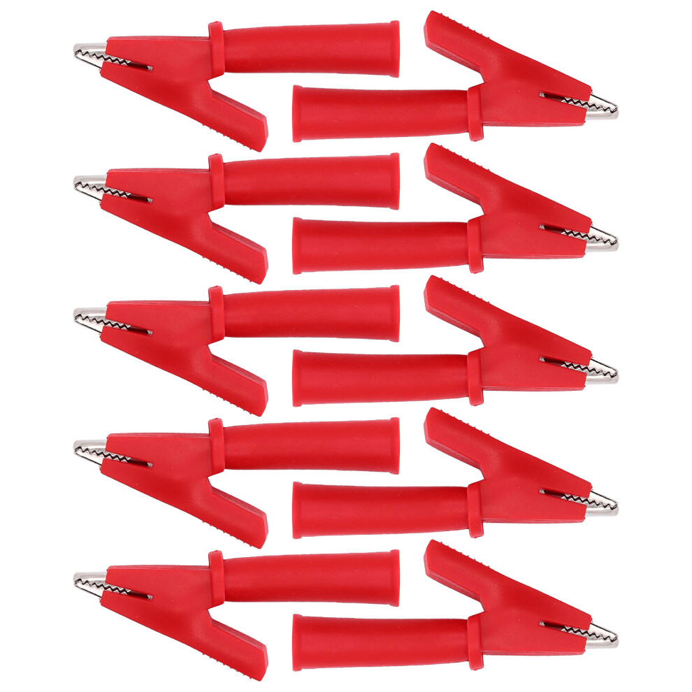 10Pcs Brass Pvc Insulated Test Lead Crocodile Clips 4Mm Red 9371376046703