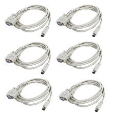 6X DB9P to 8P Din RS232 Download Cable White 8.2 Ft for PLC DVP-EH