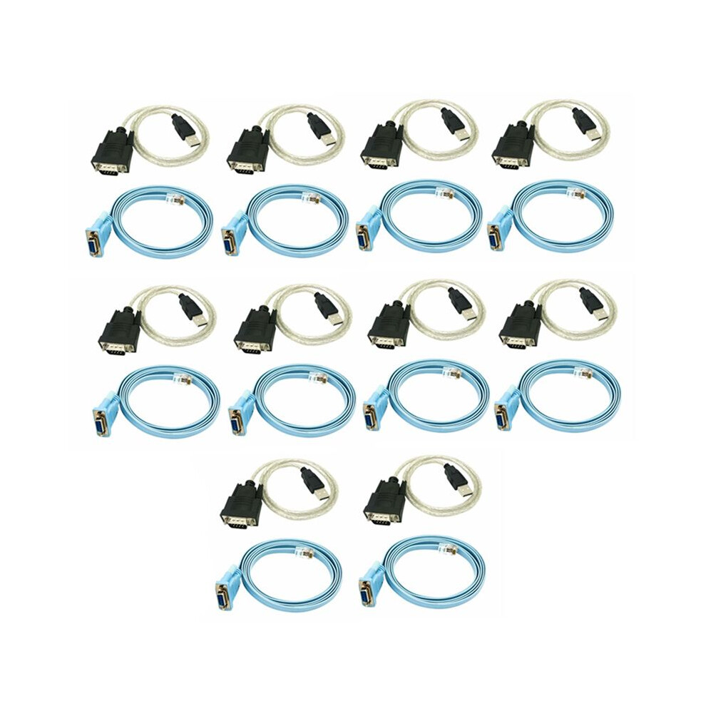 10X Rj45 Network Cable Serial Cable Rj45 To Db9 And Rs232 To Usb (2 In 1) Cat5 Ethernet Adapter Lan Console Cable 6032924107200