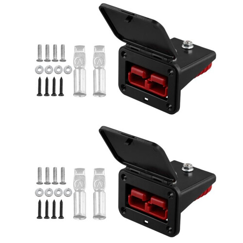 2X Plug Holder for Anderson Plugs 175A Panel Base with Dust Cover High Current Portable Connector Fixing Bracket
