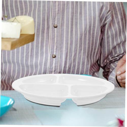 Divided Plates for Elderly with Non Slip Stable Base Spill Resistant Easy Clean White Dinnerware 2