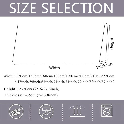 Elastic Headboard Cover Beige 200cm Stretchable Bed Headboard Protector with Full Protection 1