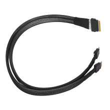 Mini SAS Kabel 24Gbps SATA/ATA 0,5m SFF8654 8i zu 2x SFF8654 4i
