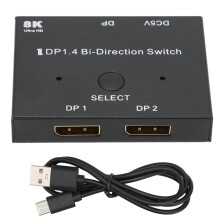 Displayport Switch 2 In 1 Out Or 1 In 2 Out, Supports Ultra High Definition Resolution, High-Speed Transmission Ensures Smooth Visuals, Aluminium