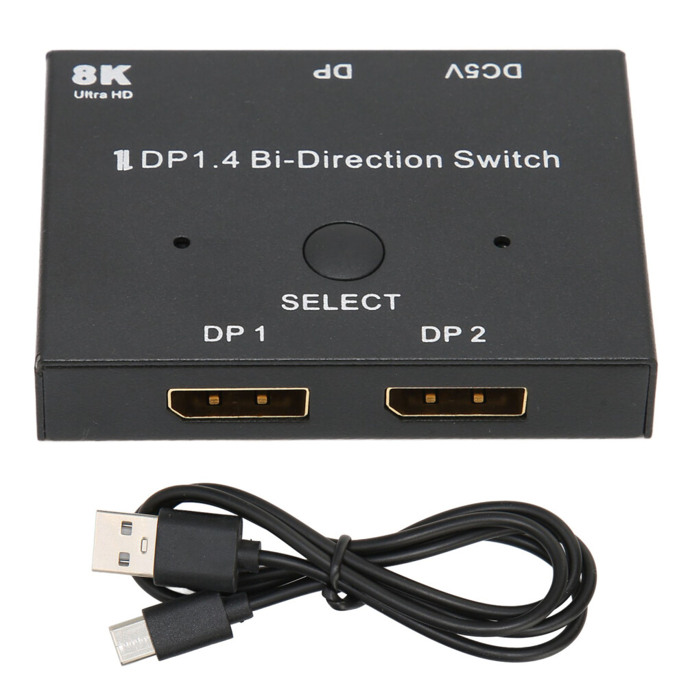 Displayport Switch 2 In 1 Out Or 1 In 2 Out, Supports Ultra High Definition Resolution, High-Speed Transmission Ensures Smooth Visuals, Aluminium Hous 9176269356187