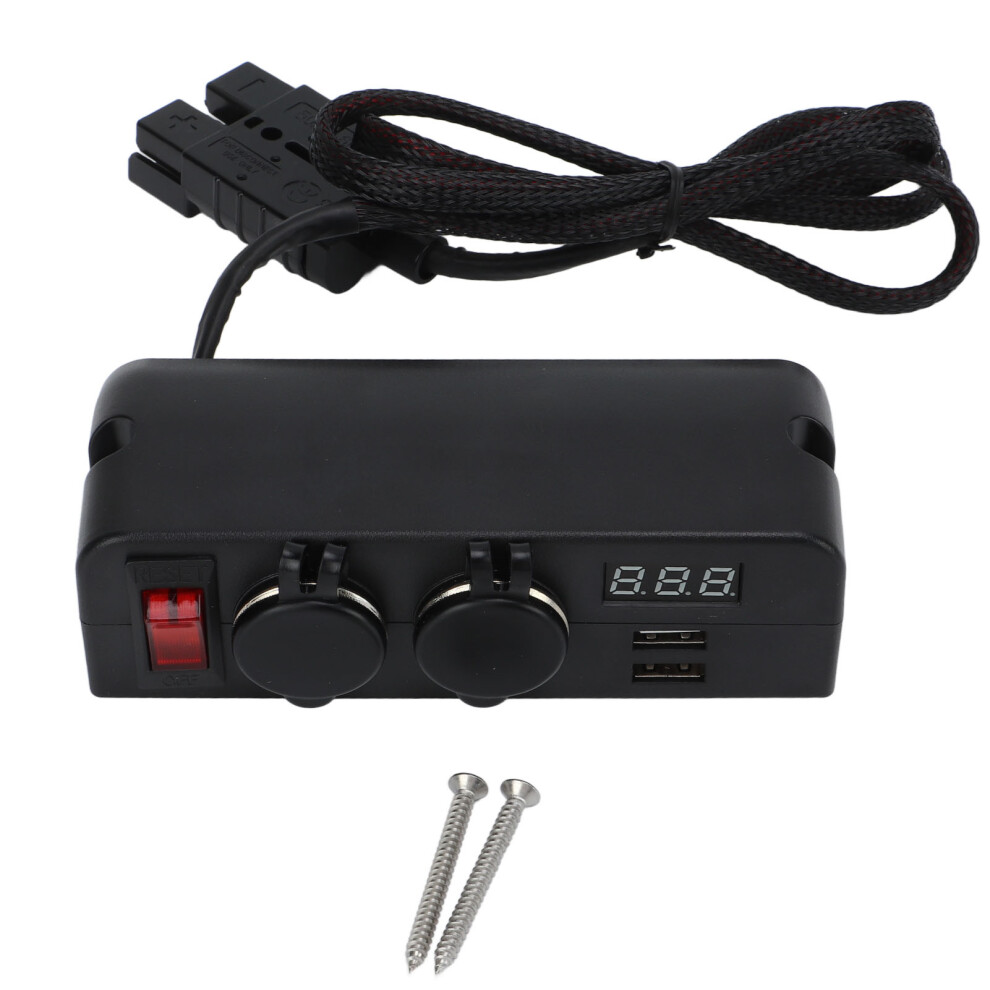 Car Charger Adapter With Voltage Digital Display, Dual Usb Charging Ports And 2-Way Socket For Cars Boats Rvs, Integrated Digital Voltmeter Circuit 9358999749440