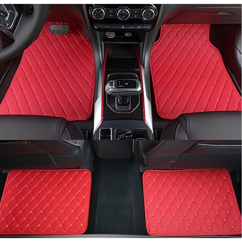 Floor Mats Set For Lexus Lbx Awd, Allweather Waterproof Nonslip Leather, Easy Clean Red 9347817600742