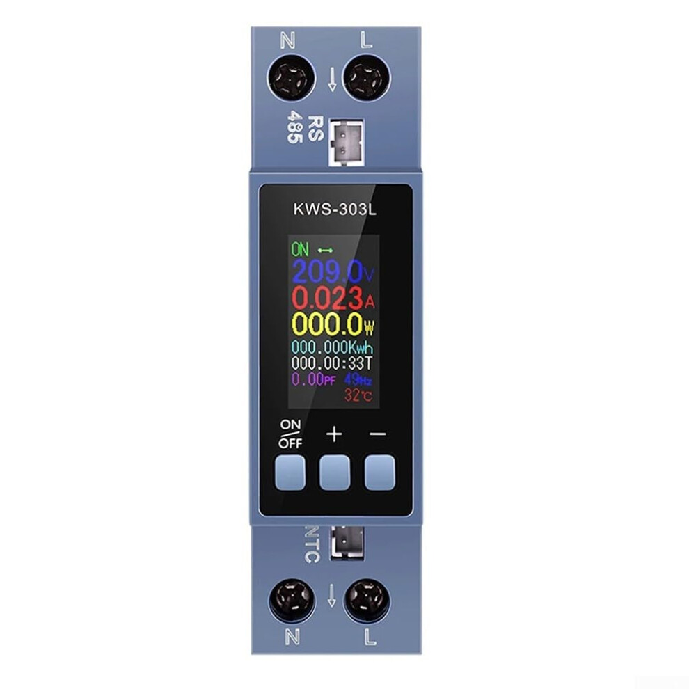 Multifunctional Ac Power Meter With Rs485, Din Rail Energy Monitor For Realtime Voltage And Current 9347817600834