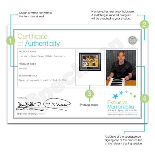 Luka Modric Signed Presentation: 1st AC Milan Goal. Deluxe Frame 2