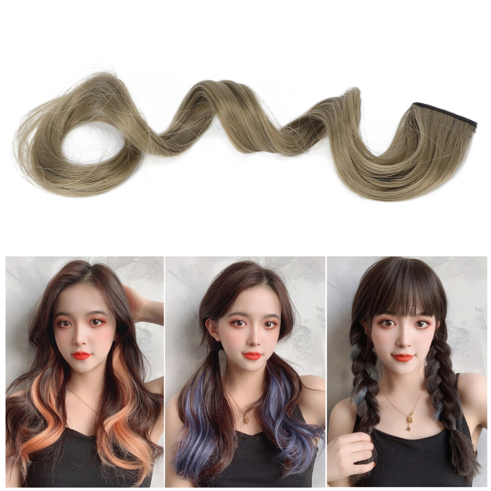 Unisex Green Fashionable 5Pcs Greyish Colored Curly Clip-In Hairpieces