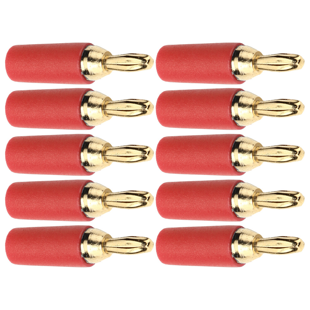 10Pcs Gold Brass Banana Plugs 2.5Mm Solder Type Male Connectors Set Red 7691376062469