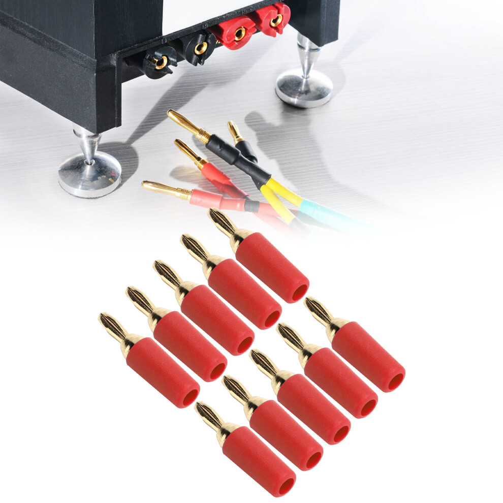 Red 10Pcs 2.5Mm Gold Plated Banana Plug Male Connector Accessory Set 9361382288211