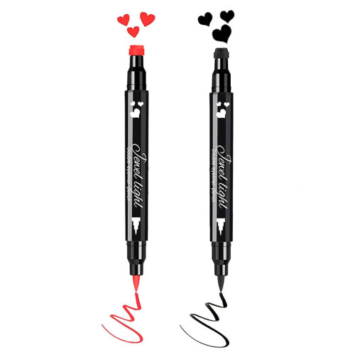 Σφραγίδα In1Liquid Eyeliner, Σφραγίδα Eyeliner Διπλής Όψης με Αστέρι και Καρδιά, Αδιάβροχο