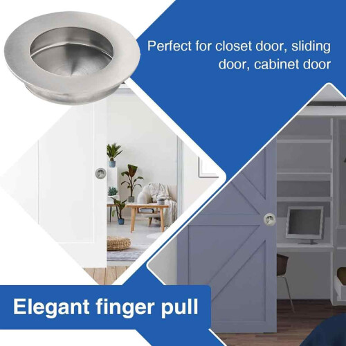 Recessed Flush Pull for Barn Doors, Stainless Steel Finger Pulls with Hidden Mounting Screws, Easy to Install Round Flush Pull for Sliding Closet 2