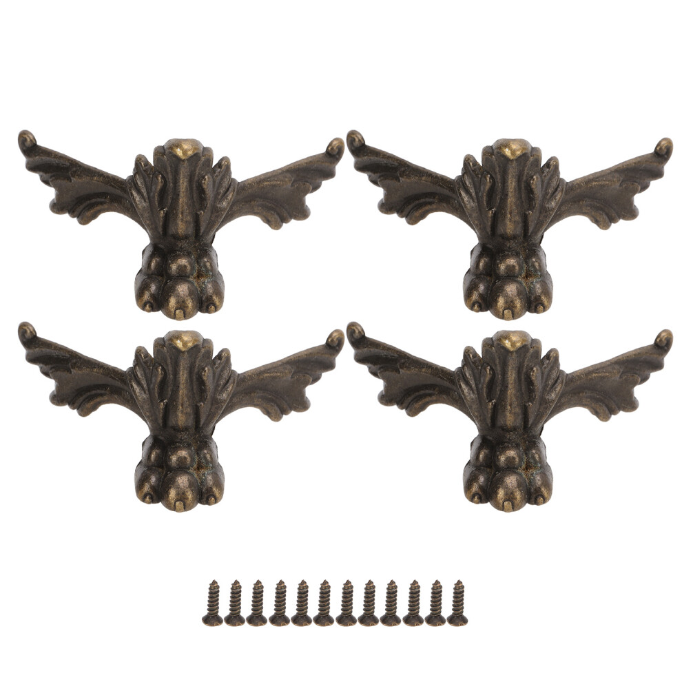 Sturdy And Durable Corner Protector Zinc Alloy Antique Brass Retro Bat Shape Decorative Feet For Wooden Jewelry Box Corrosion Resistant Furniture Fitt 9399812061660