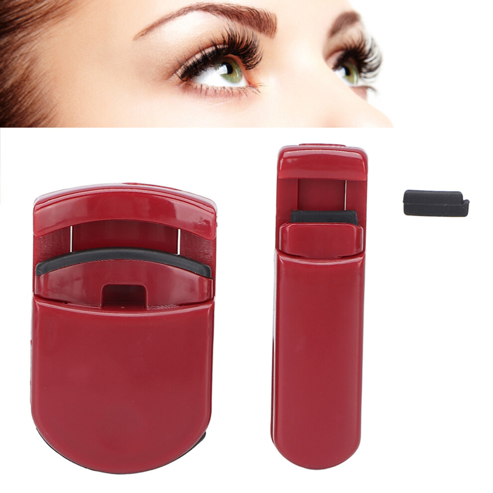 Red Ergonomic Mini Lash Curler Set For Perfect Curls 2Pcs