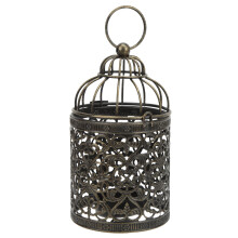 Vintage decoratieve kaarsenlantaarn in vogelkooi-vorm, koepelvormig, roestbestendig, metalen holle kaarsenhouder, elegante sfeerverlichting, hangend