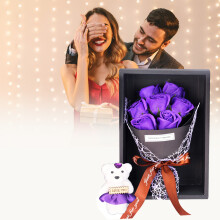 Seife Rosen Geschenkbox mit Bär – 29x19 cm, 4 Farben für Valentinstag & mehr