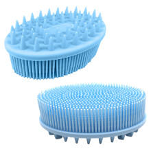 Escova de Banho Esfoliante Suave em Silicone de Grau Alimentício, Hipoalergênica, de Secagem Rápida, com Cerdas Macias e Massageador de Couro