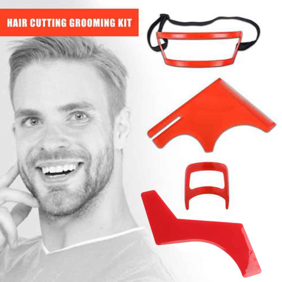 Haircut & Beard Grooming Kit with Hairline Lineup and Shaping Templates for Men