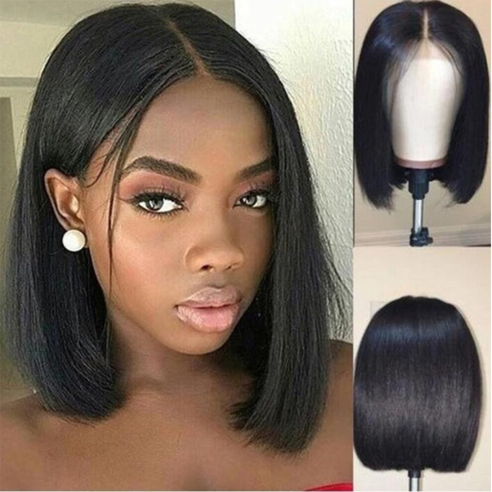 Short Human Hair Wigs Bob 35cm/13.77in Thick Heat-Resistant Wig for Women