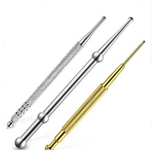 Retractable Acupuncture Pen, Stainless Steel Double Headed Acupressure Stick Spring Loaded Ear and Body Point Probe, Manual Acupuncture Pen Dual Head