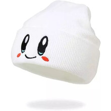 Cute Smile Face Beanie, Stretchy Fit, High-Quality Embroidery, Kawaii Anime Beanie with Slouchy Design, Embroidery Warm Hat for Men Women, Outdoor