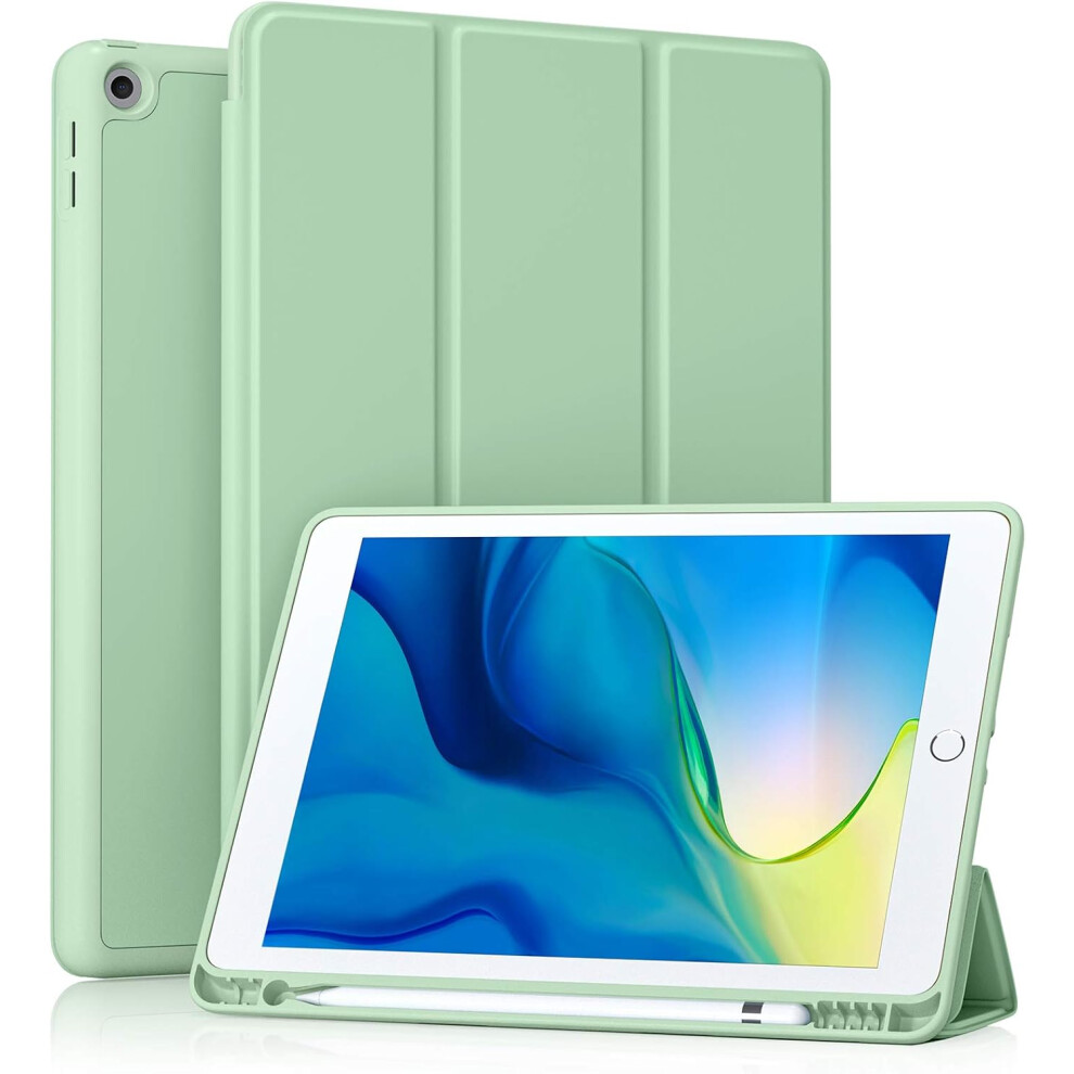 Auto Sleep/Wake Ipad 10.2-Inch Case With Pencil Holder, Smart Lightweight Trifold Stand Cover With Soft Tpu Back, Full Protection Magnetic Stand Case 9009791592658