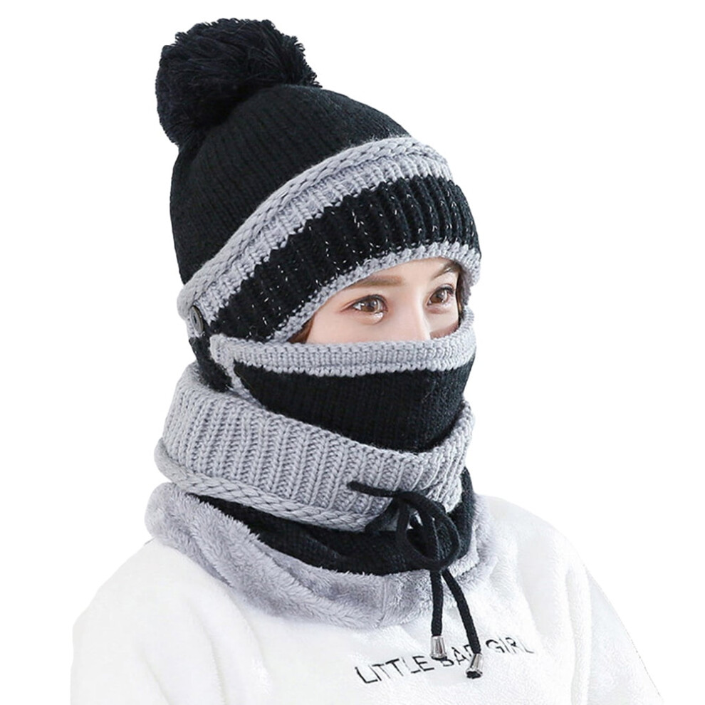 Face Mask Beanie Combo Winter Set, Knitted Hat With Neck Gaiter Warm Neck Warmer, Face Mask Thick Soft Knitted, Outdoor Skiing Windproof Scarf Hat, 3 9173940744530