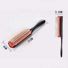 Cepillo para el cabello de 9 hileras 21x6x3,5 cm, 85 g, goma dura nylon