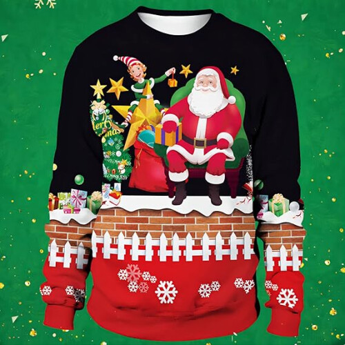 Lässiger, lustiger Weihnachtspullover, bequemer Unisex-Pullover mit 3D-Design, originelle Weihnachtskleidung, weich und komfortabel 1