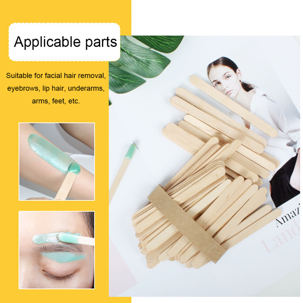 50PCS Wooden Waxing Wax Spatulas Hair Removal Sticks Facial Spa Applicators