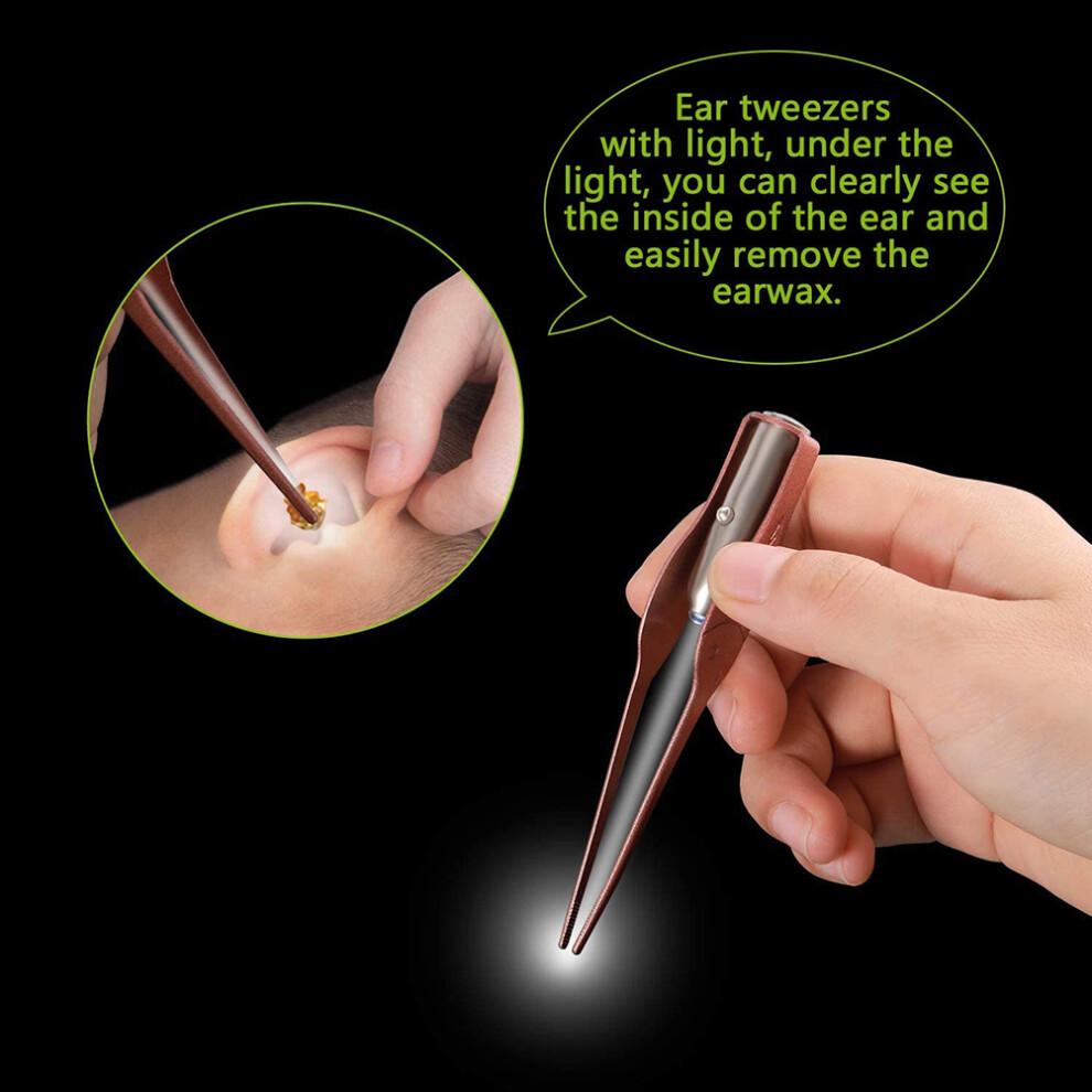 LED Ear Pick Kit with Tweezers and Metal Box - Safe Ear Care