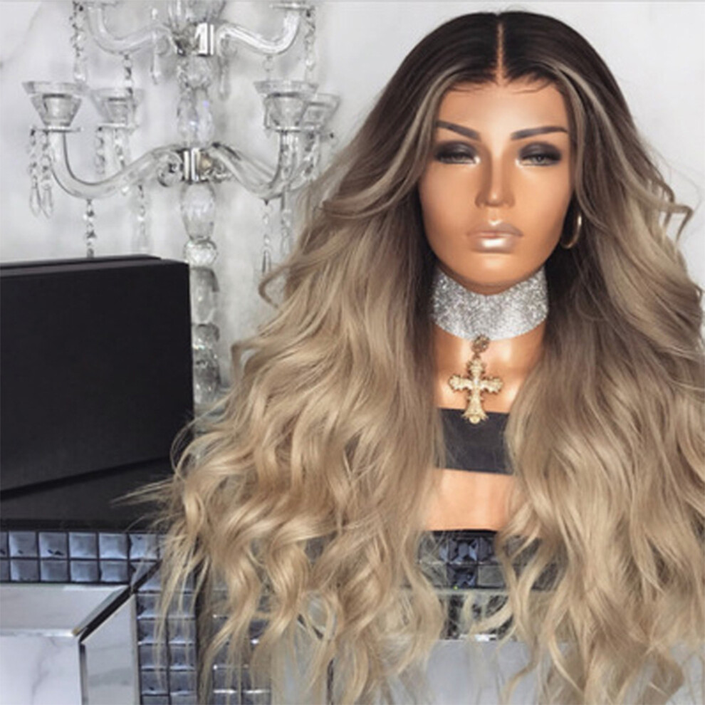 Unisex Natural Long Wavy Lace Front Wig 70Cm Heat-Resistant Cosplay Party