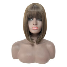 WIND FLYING Kurze Gerade Synthetische Bob-PerüCken mit , Coole Braune PerüCke für Frauen, HitzebestäNdig, Synthetisch, NatüRlich Aussehend