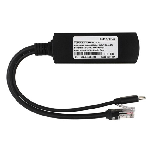 POE Splitter for Raspberry Pi5/5 Generation 5V 4A Type-C Interface Gigabit Ethernet Power over Ethernet Splitter 1