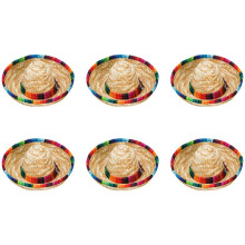 6er-Pack Kleine Sombrero-Hüte, 6,5-Zoll-Naturstrohhüte, Sombrero-Partyhüte, Puppen, Haustiere, Partydekorationszubehör