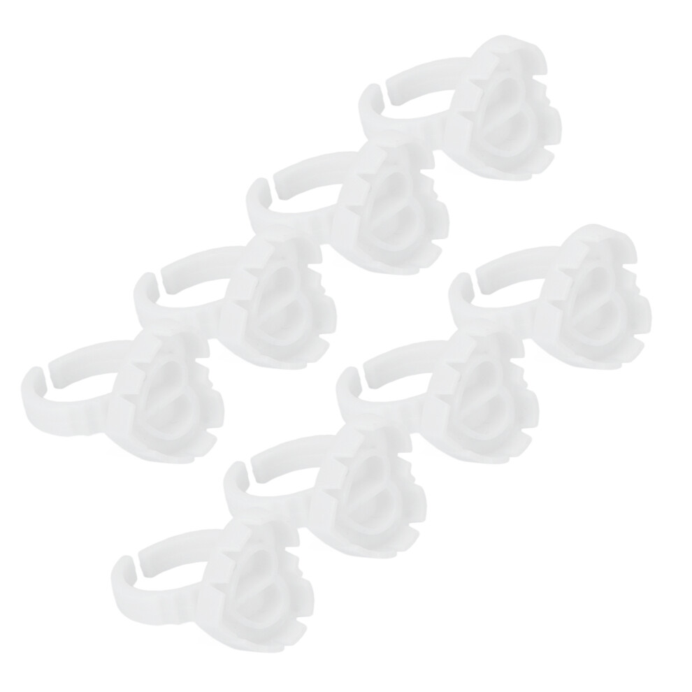 White 100Pcs Heart Glue Rings - Professional Eyelash Extension Tools