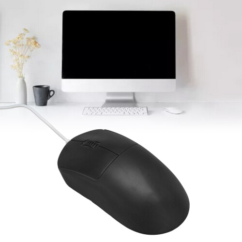 Mouse ottico cablato 1200 DPI USB ergonomico nero per laptop e PC