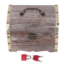 Home Decor Accent Handcrafted Wooden Treasure Box with Lock, Vintage Treasure Box Design Compact Design for Keepsake Storage, Wooden Piggy Banks with
