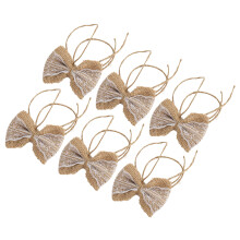 Lace Edge Burlap Bows for DIY Crafts, Vintage Wedding Decorative Bows Rustic Burlap Lace Bows for Gift Wrapping, Shabby Chic Decorations for