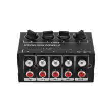 Separate Lautstärkeregler, 4-Kanal-Cinch-Eingänge, Mini-Stereo-Audiomixer mit Vollmetallgehäuse, Cinch-Ausgänge für tragbares Design, passiver