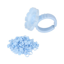 100pcs Blue Flower Glue Rings for Eyelash Extensions, 1.8cm Dia