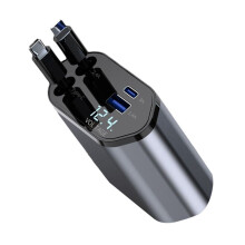 Cargador de Automóvil Retráctil para Automóvil 2 Puertos USB Admite Carga Súper Rápida de 120 W Carga Flash Encendedor de Cigarrillos 4 en 1,A