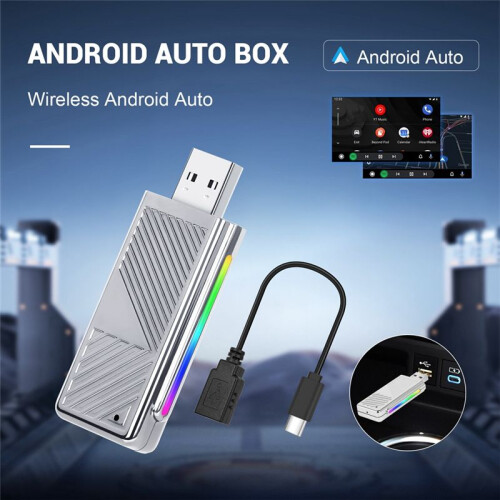 Cablato A Wireless Android Auto Box Adattatore Wireless Android Auto Assistente Vocale AI Box Dongle Collega e Usa WiFi 2