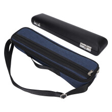 Tragbare Flötenetui-Tasche 17-Loch Oxford PU-Leder Flanell Schwarz Blau