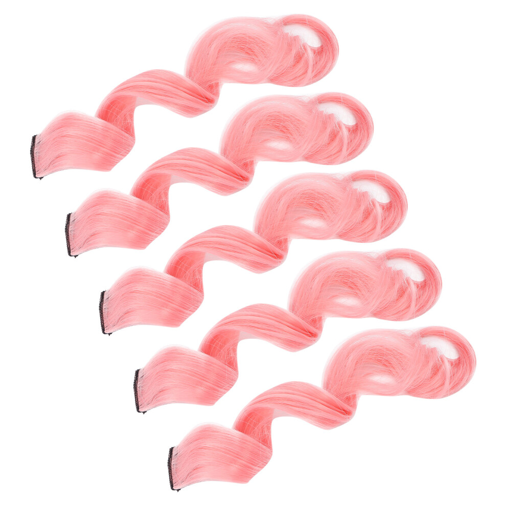 Unisex Pink 5Pcs Sakura Clip-In Hairpieces, Synthetic Hair, 55Cm