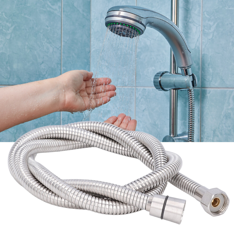 Stainless Steel G1/2 Shower Hose 1.5M/4.9Ft Silver Explosion Proof 3521376096420