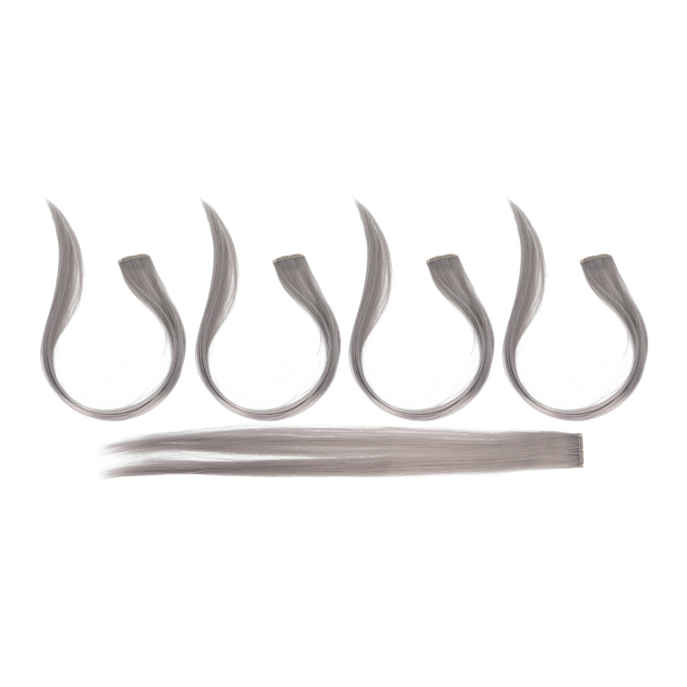 Unisex Grey Long Bright Hair Extension 21.65Inch Clip-In 5Pcs For Cosplay & Events