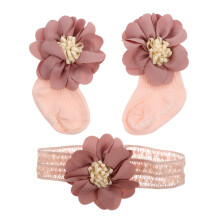 1Ensemble Bandeau Bébé Rose Coton
